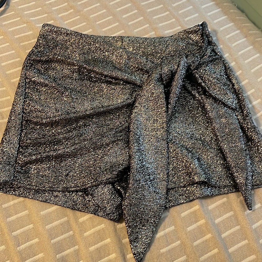 Zara Shimmering Black Wrap Shorts